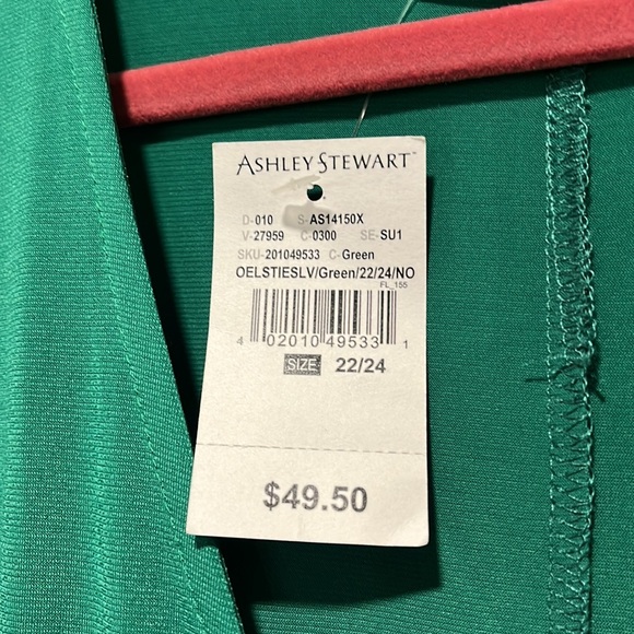 NWT Ashley Stewart Kelly GREEN Long sleeve V neck MIDI dress - Picture 4 of 11